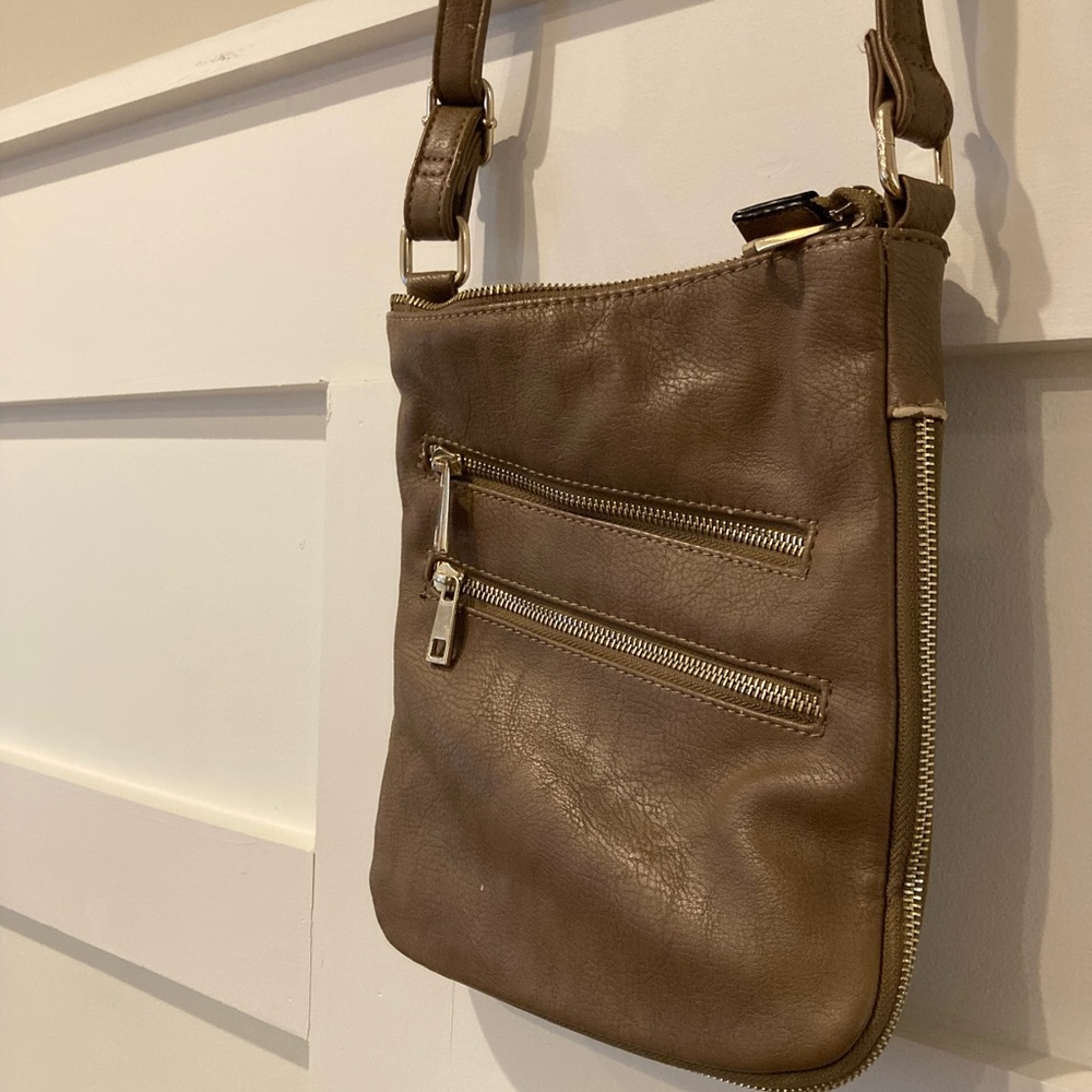 Brown Faux Leather Crossbody Purse
